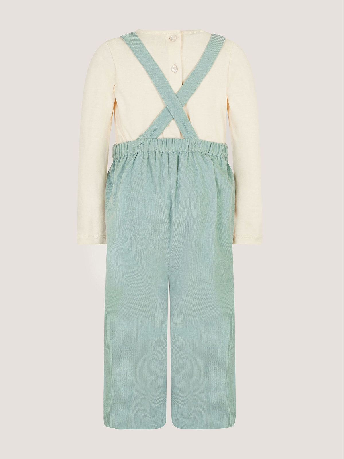 Monsoon Green Baby Top & Embroidered Corduroy Dungarees Set