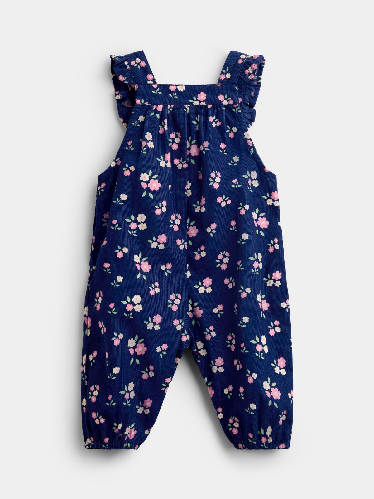 JoJo Maman Bébé Navy Blue Floral Cord Dungarees & Body Set