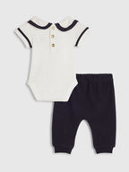 River Island Blue Sailor Tie Bear Bodysuit & Legging Set