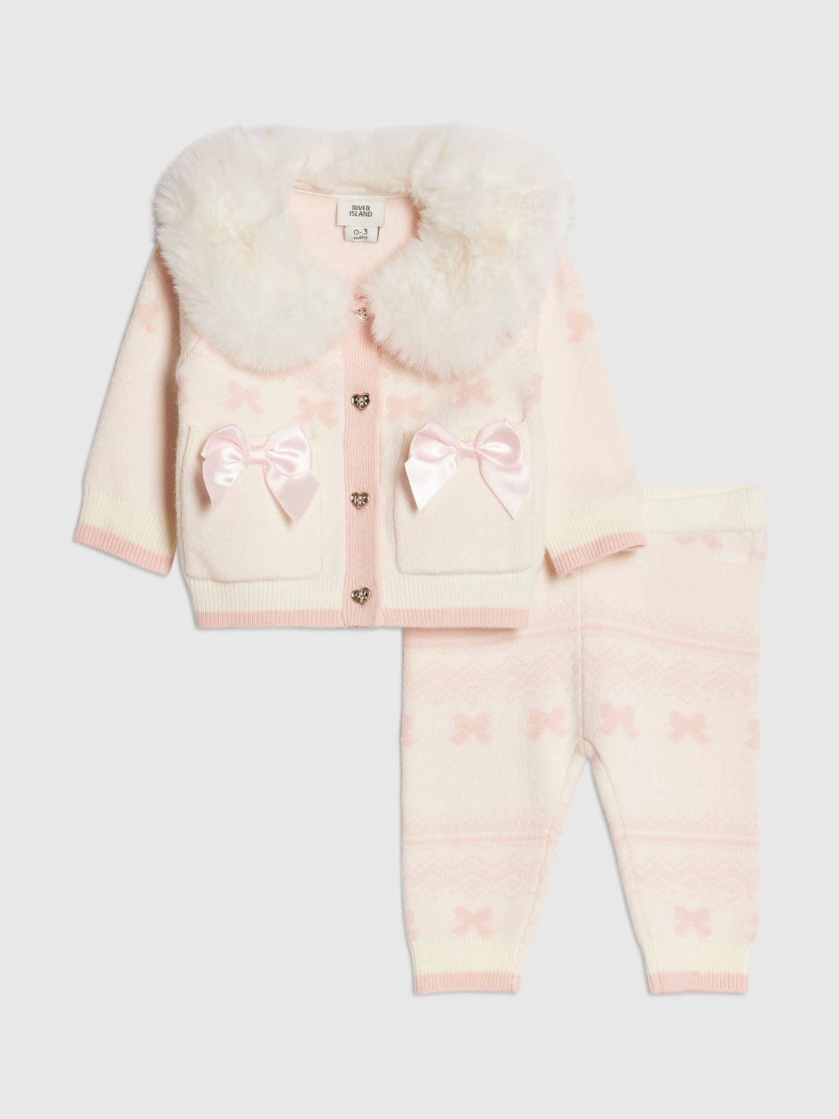 River Island Cream Fairisle Cardigan & Leggings Set