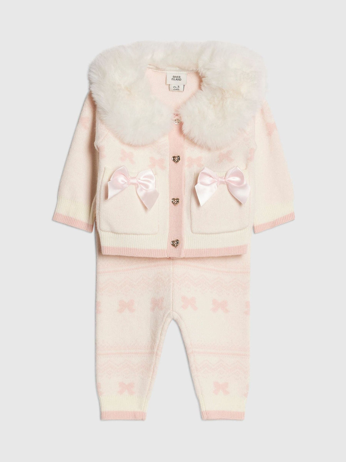 River Island Cream Fairisle Cardigan & Leggings Set