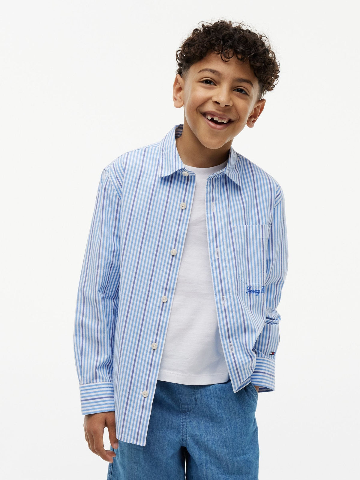 Tommy Hilfiger Regular Fit Stripe Logo Embroidery Poplin Shirt