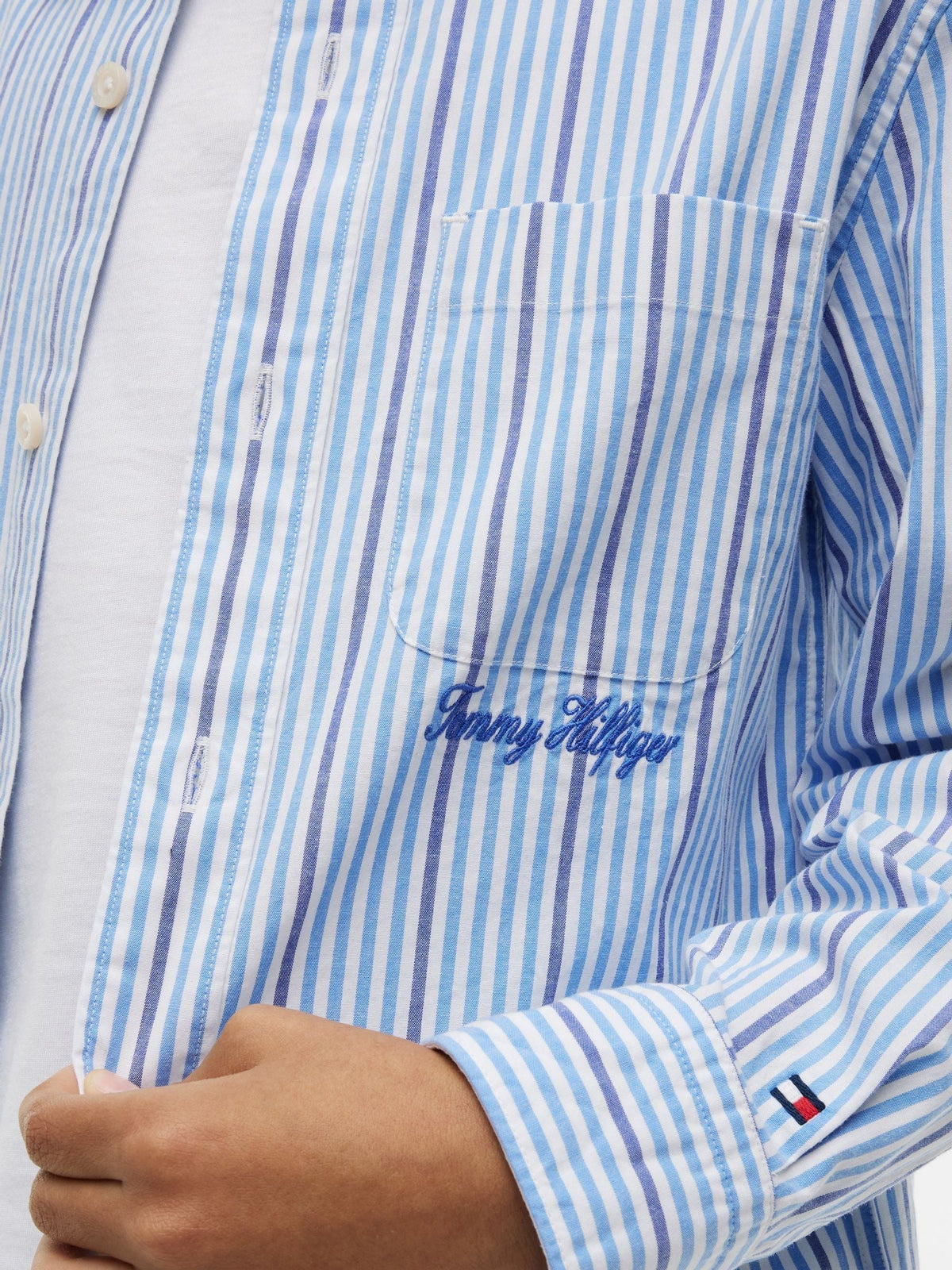 Tommy Hilfiger Regular Fit Stripe Logo Embroidery Poplin Shirt