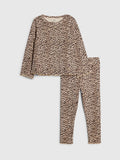 River Island Brown Leopard Cardigan & Leggings Set