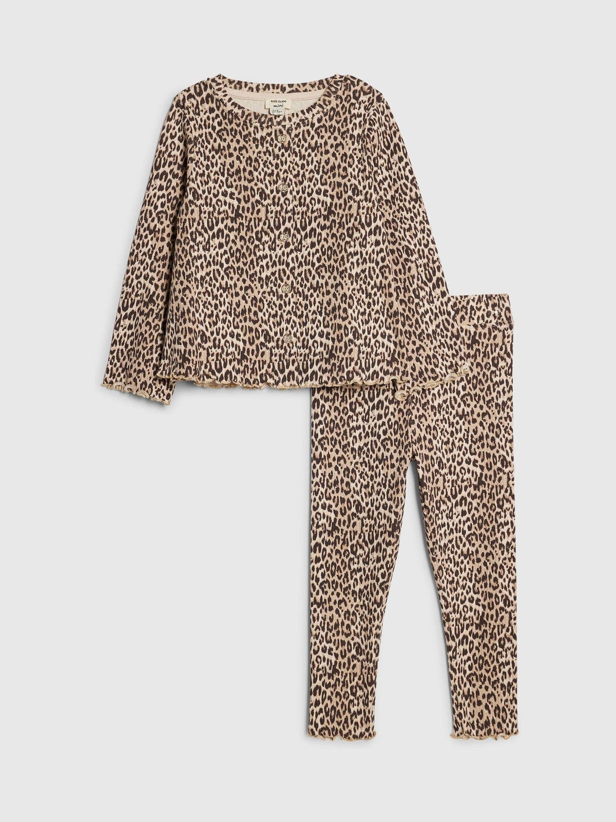 River Island Brown Leopard Cardigan & Leggings Set
