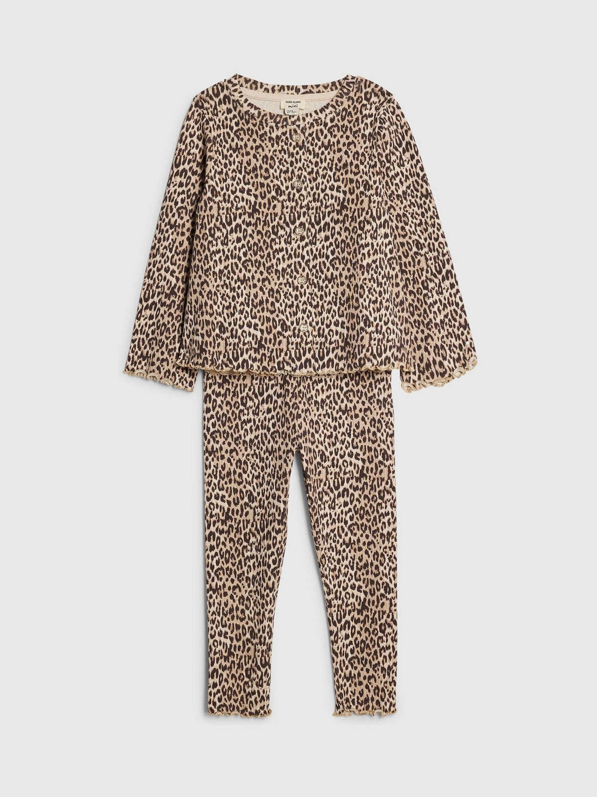 River Island Brown Leopard Cardigan & Leggings Set