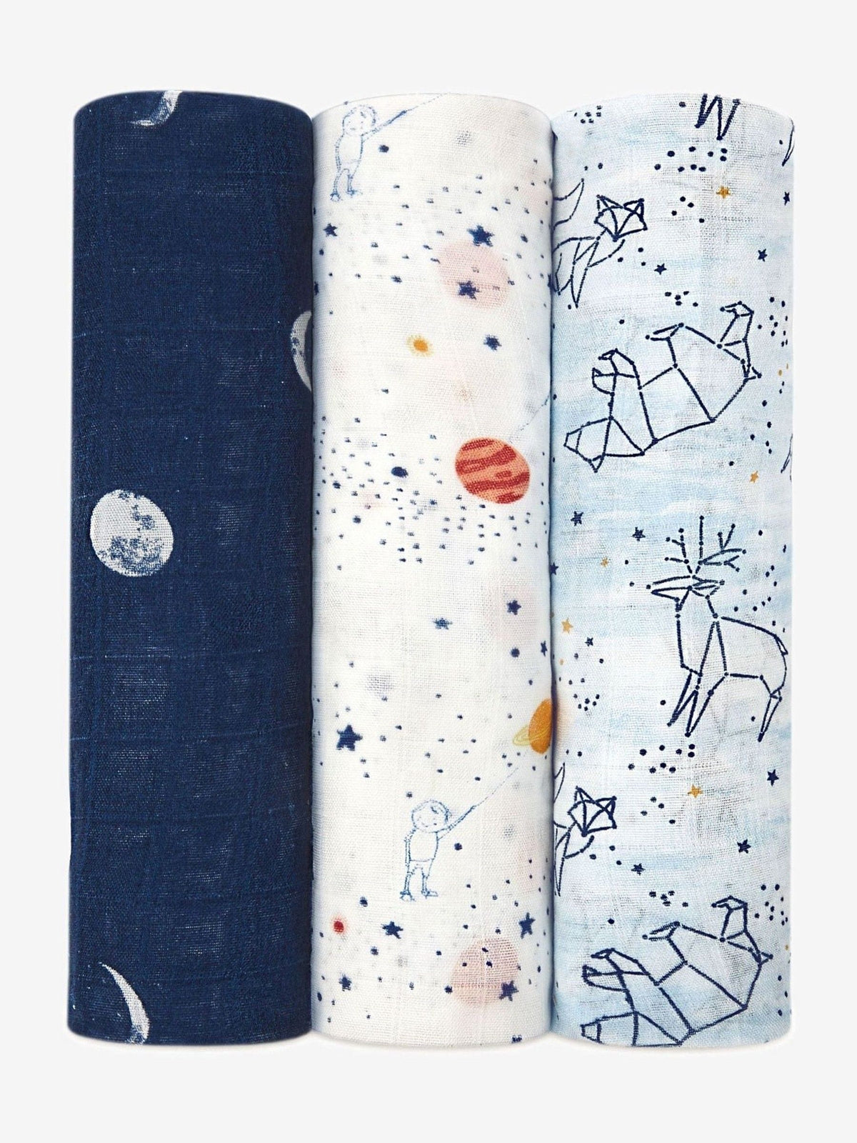 aden + anais White Large Silky Stargaze Soft Muslin Blankets 3 Pack