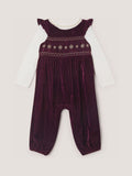 Monsoon Red Baby Top & Smocked Velvet Dungarees Set
