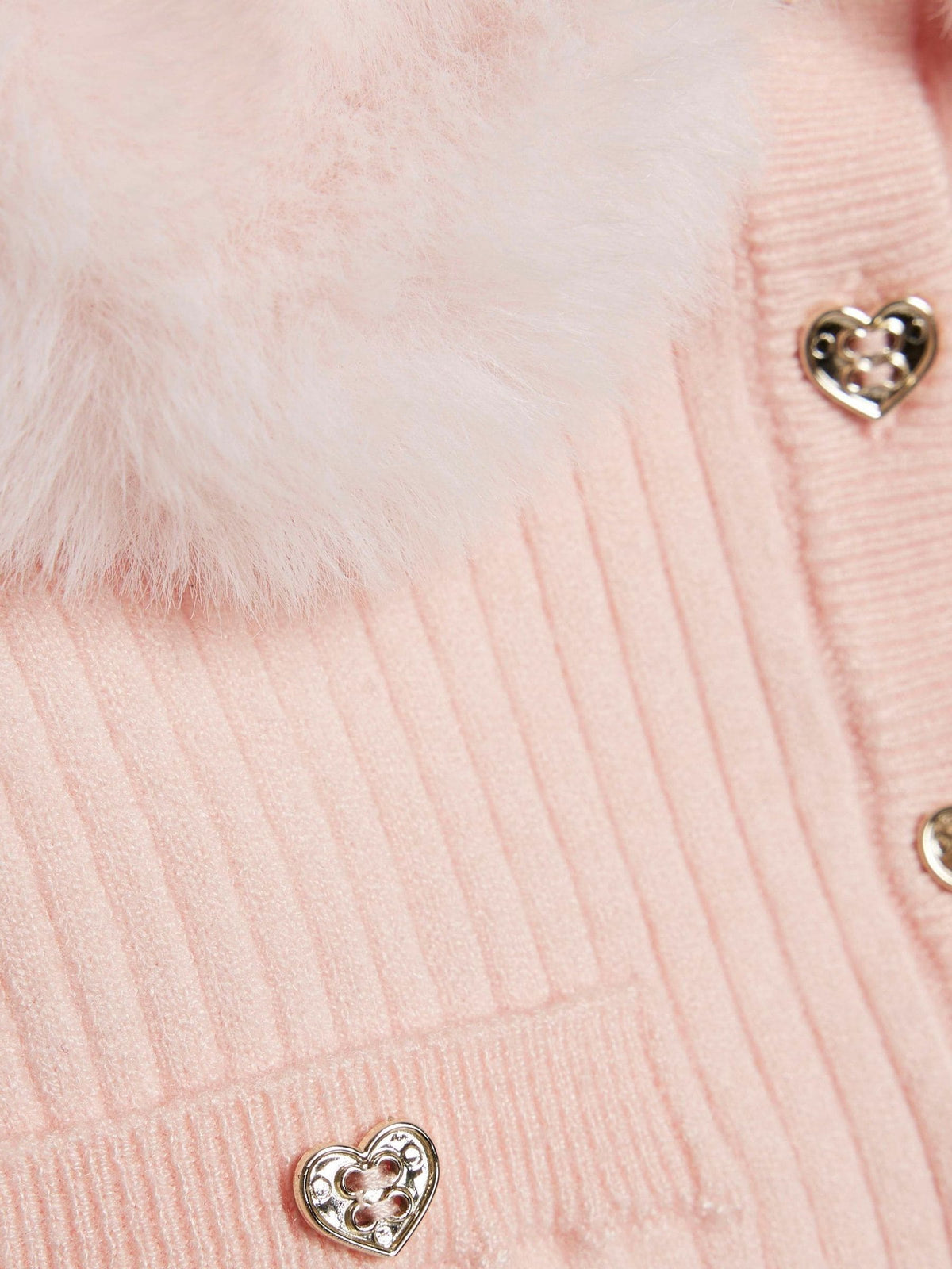 River Island Pink Faux Fur Collar Cardigan & Trousers Set