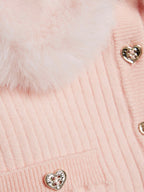 River Island Pink Faux Fur Collar Cardigan & Trousers Set