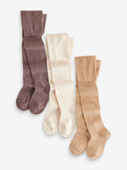 Cream/Neutral Cotton Rich Tights 3 Pack
