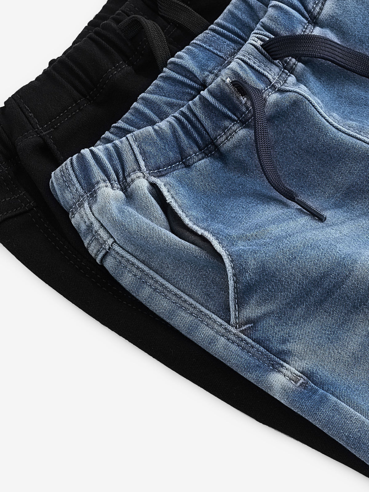 Blue Black Denim Loose Fit Supersoft Pull-On Jeans With Stretch 2 Pack (3mths-7yrs)