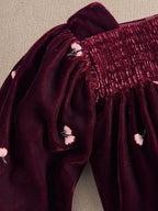Mamas & Papas Red Floral Embroidered Velour Romper