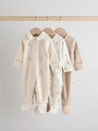Neutral Collar Baby Sleepsuits 3 Pack (0-2yrs)