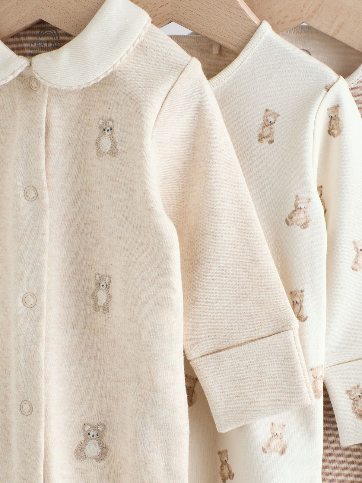Neutral Collar Baby Sleepsuits 3 Pack (0-2yrs)