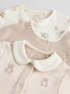 Neutral Collar Baby Sleepsuits 3 Pack (0-2yrs)