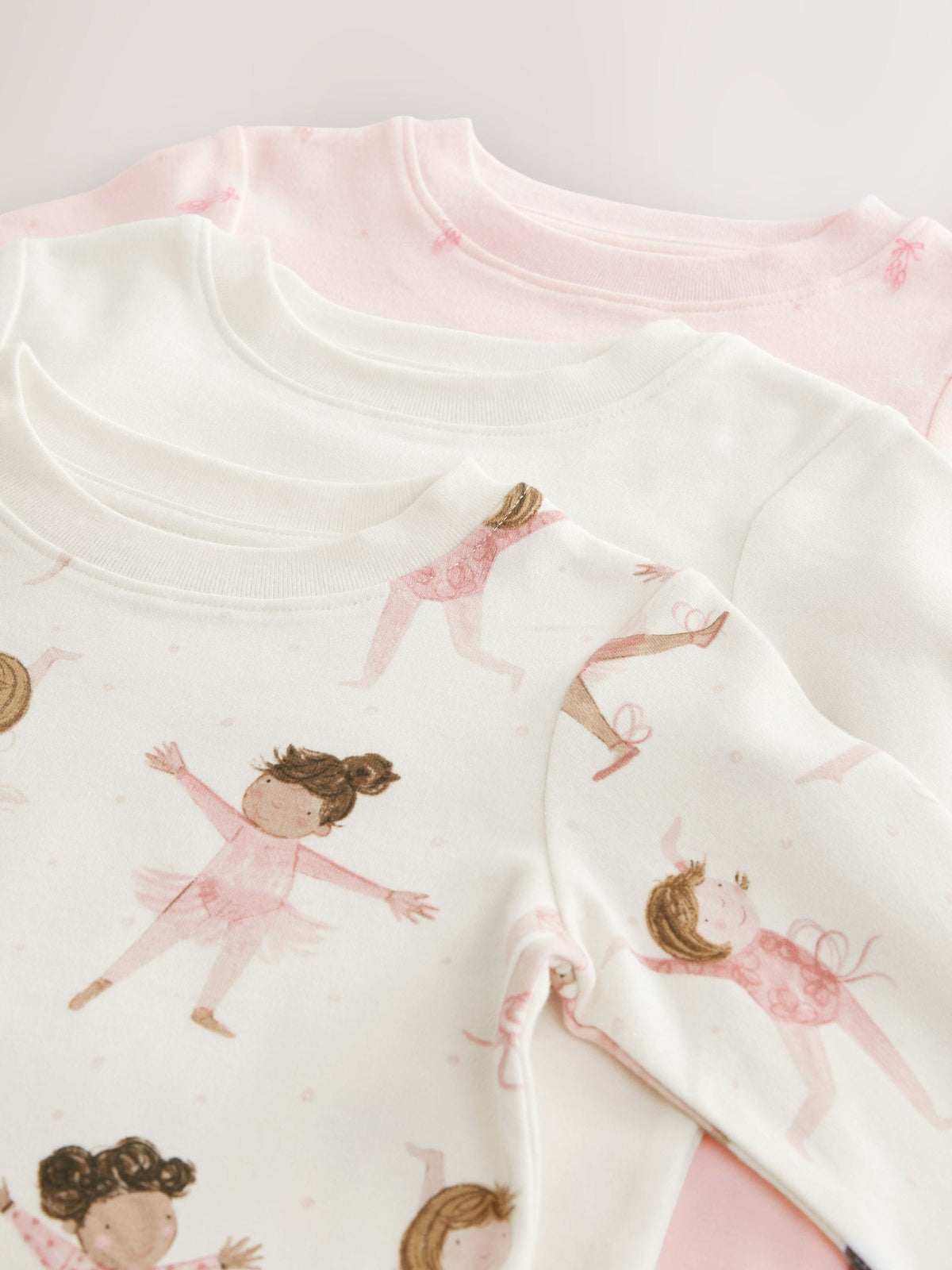 Pink/Cream Ballerina Snuggle Pyjamas 3 Pack (9mths-12yrs)