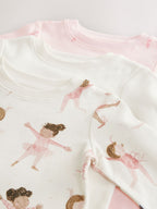 Pink/Cream Ballerina Snuggle Pyjamas 3 Pack (9mths-12yrs)