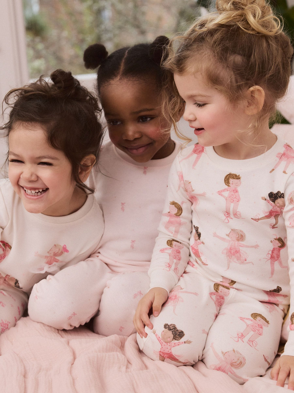 Pink/Cream Ballerina Snuggle Pyjamas 3 Pack (9mths-12yrs)