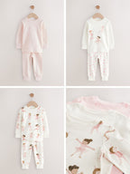 Pink/Cream Ballerina Snuggle Pyjamas 3 Pack (9mths-12yrs)