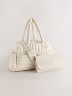 Cream Quilted Baby Changing Bag