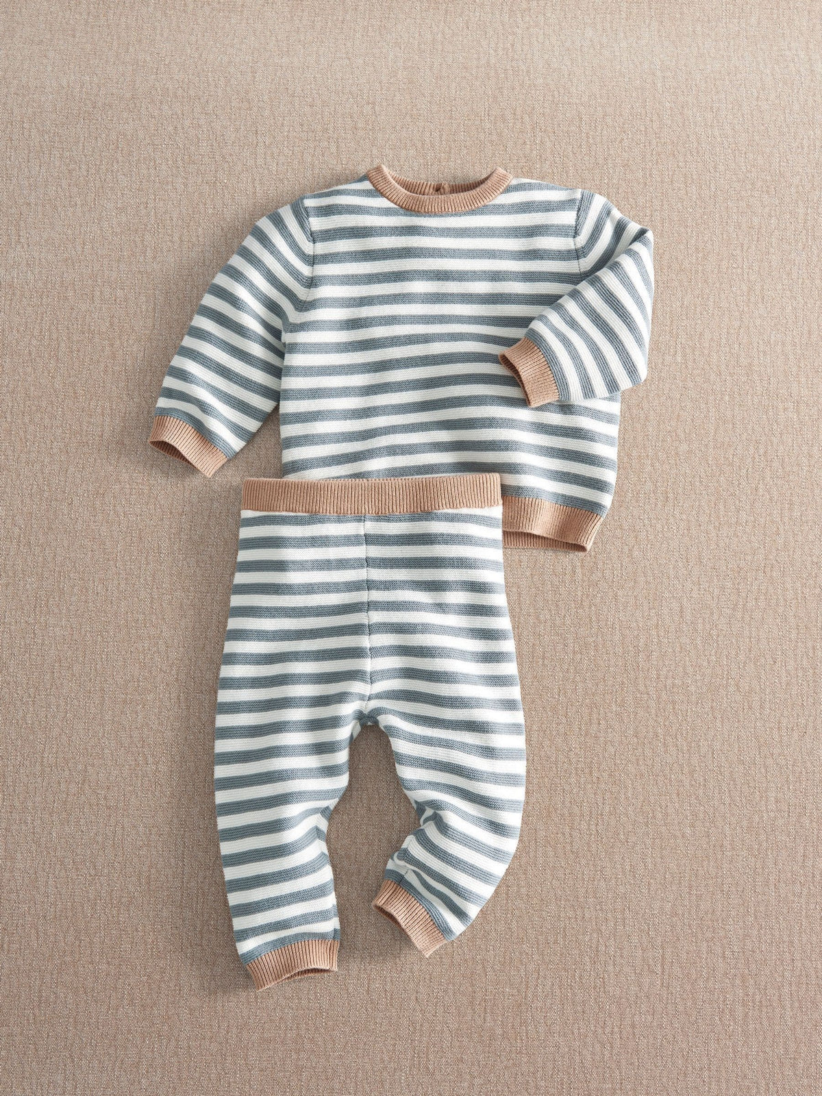 Mamas & Papas Blue Stripe Knitted Jumper & Bottoms Set