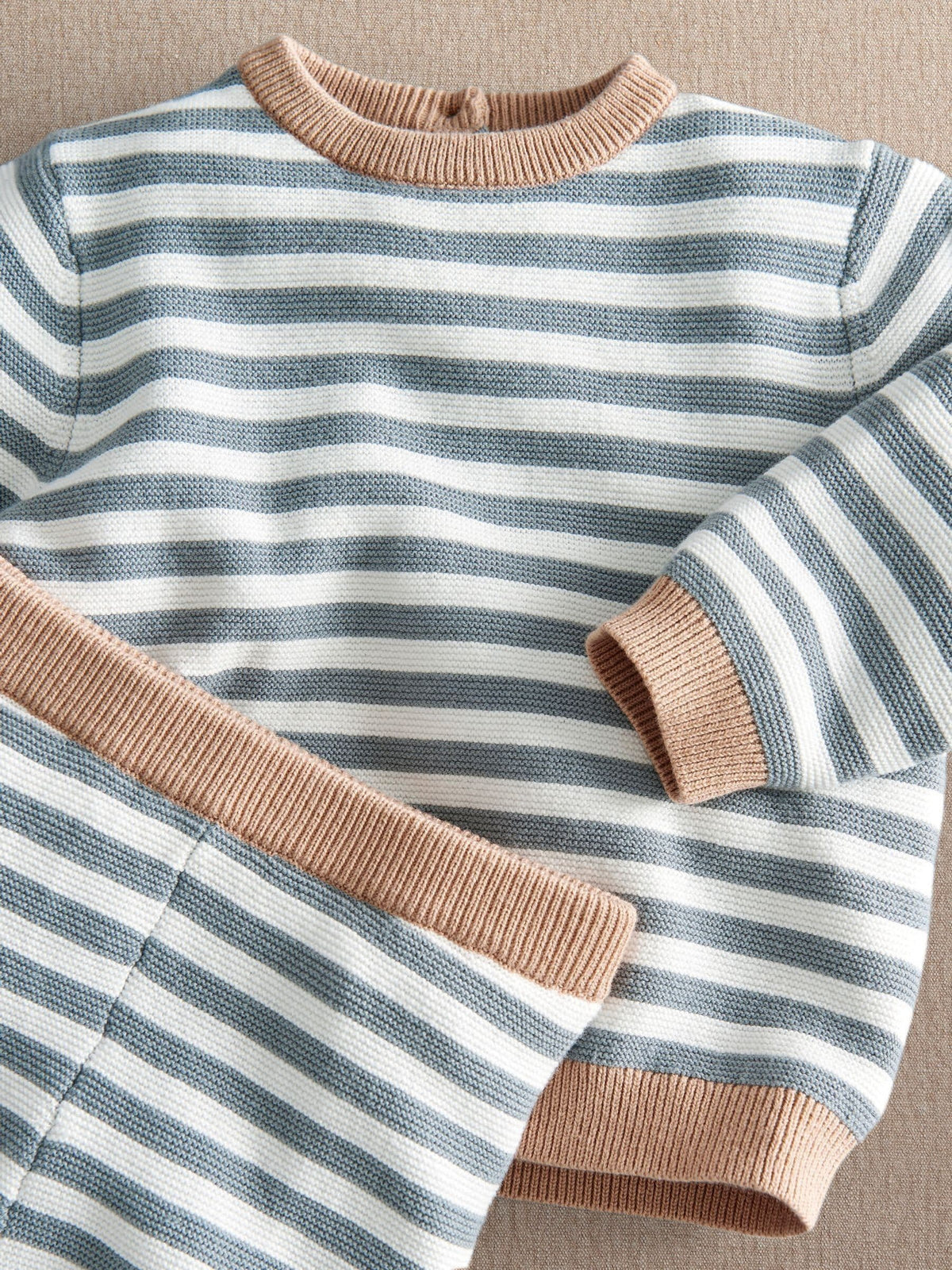 Mamas & Papas Blue Stripe Knitted Jumper & Bottoms Set