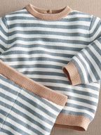 Mamas & Papas Blue Stripe Knitted Jumper & Bottoms Set