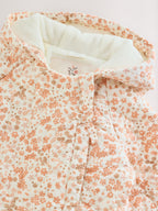 Ecru Floral Printed Baby Hooded Crinkle Woven Pramsuit (0mths-2yrs)