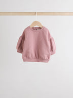 Cream/Pink Baby Sweatshirt & Joggers 6 Piece Set (0mths-2yrs)