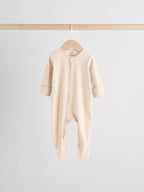 Beige Two Way Zip Sleepsuits 3 Pack (0-2yrs)