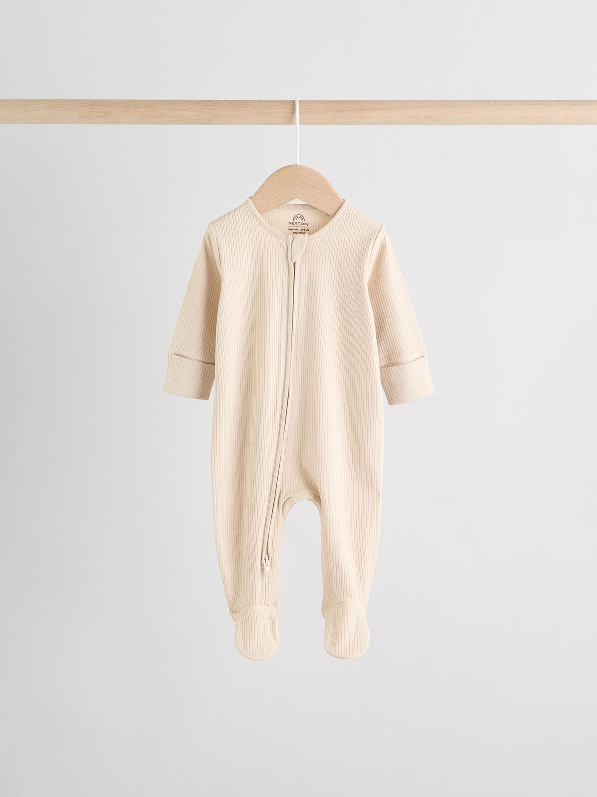 Beige Two Way Zip Sleepsuits 3 Pack (0-2yrs)