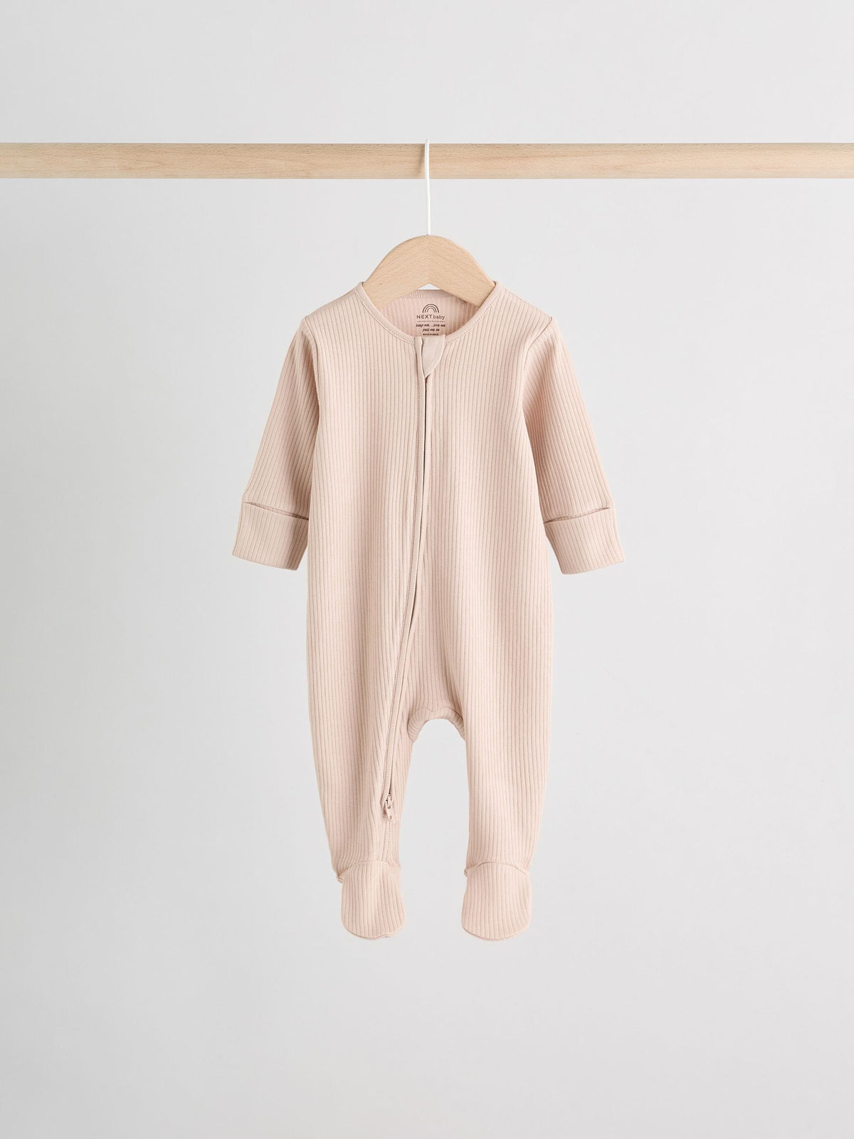 Beige Two Way Zip Sleepsuits 3 Pack (0-2yrs)