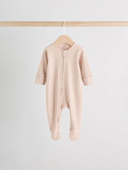 Beige Two Way Zip Sleepsuits 3 Pack (0-2yrs)