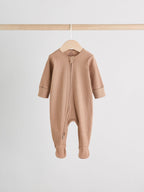 Beige Two Way Zip Sleepsuits 3 Pack (0-2yrs)