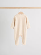 Beige Two Way Zip Sleepsuits 3 Pack (0-2yrs)