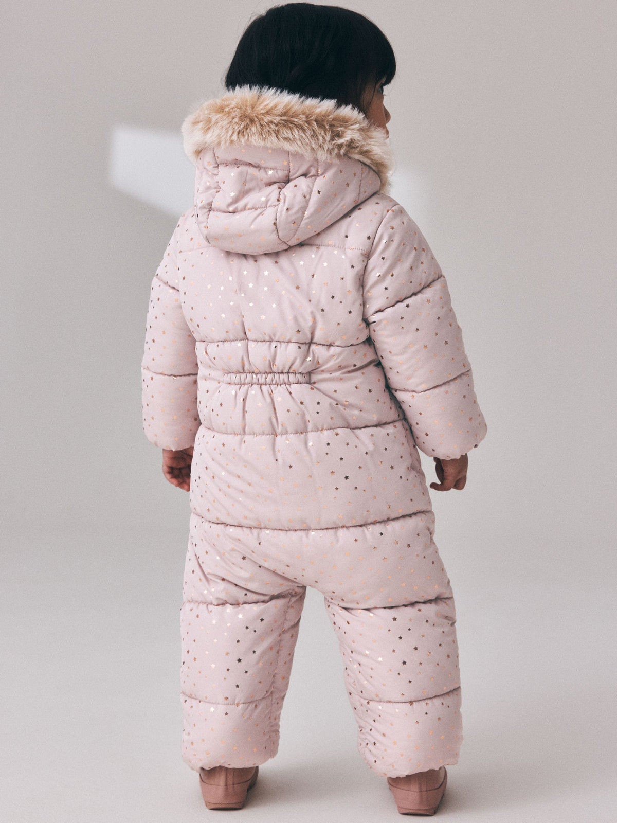 Light Pink Star Print Shower Resistant Snowsuit (3mths-7yrs)
