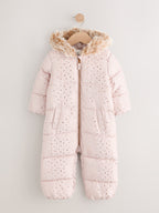 Light Pink Star Print Shower Resistant Snowsuit (3mths-7yrs)