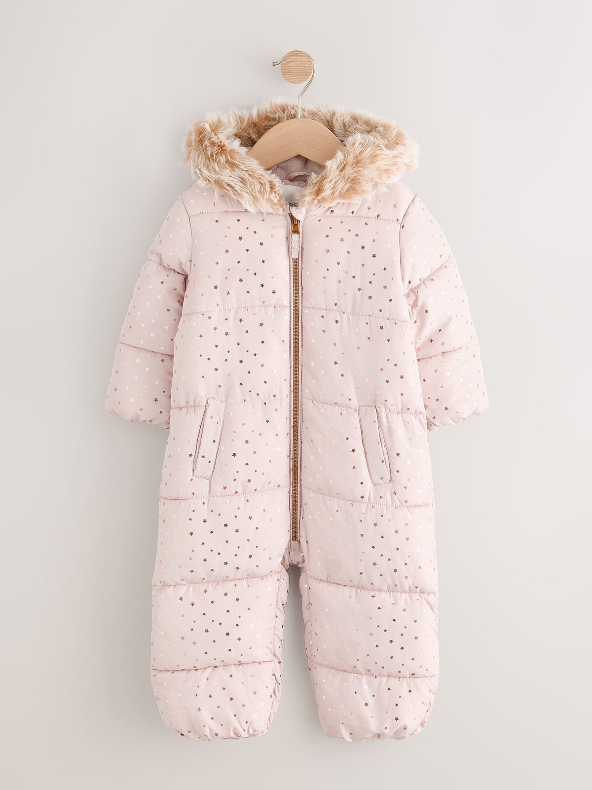 Light Pink Star Print Shower Resistant Snowsuit (3mths-7yrs)