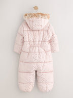 Light Pink Star Print Shower Resistant Snowsuit (3mths-7yrs)