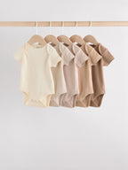 Cream Baby Short Sleeve Bodysuits 5 Pack
