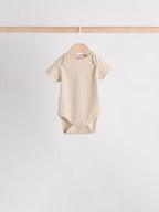 Cream Baby Short Sleeve Bodysuits 5 Pack