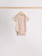 Cream Baby Short Sleeve Bodysuits 5 Pack
