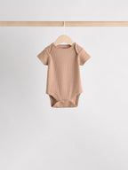Cream Baby Short Sleeve Bodysuits 5 Pack