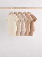 Cream Baby Short Sleeve Bodysuits 5 Pack