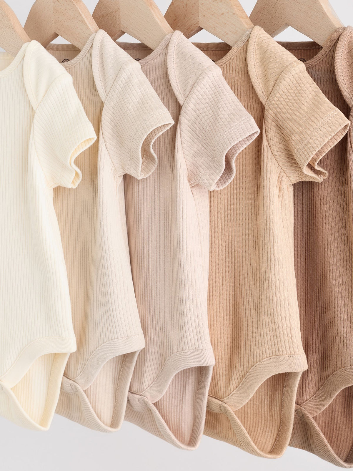 Cream Baby Short Sleeve Bodysuits 5 Pack