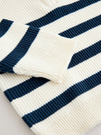 Ecru/Navy Stripe Knitted Quarter Zip Jumper (3mths-7yrs)