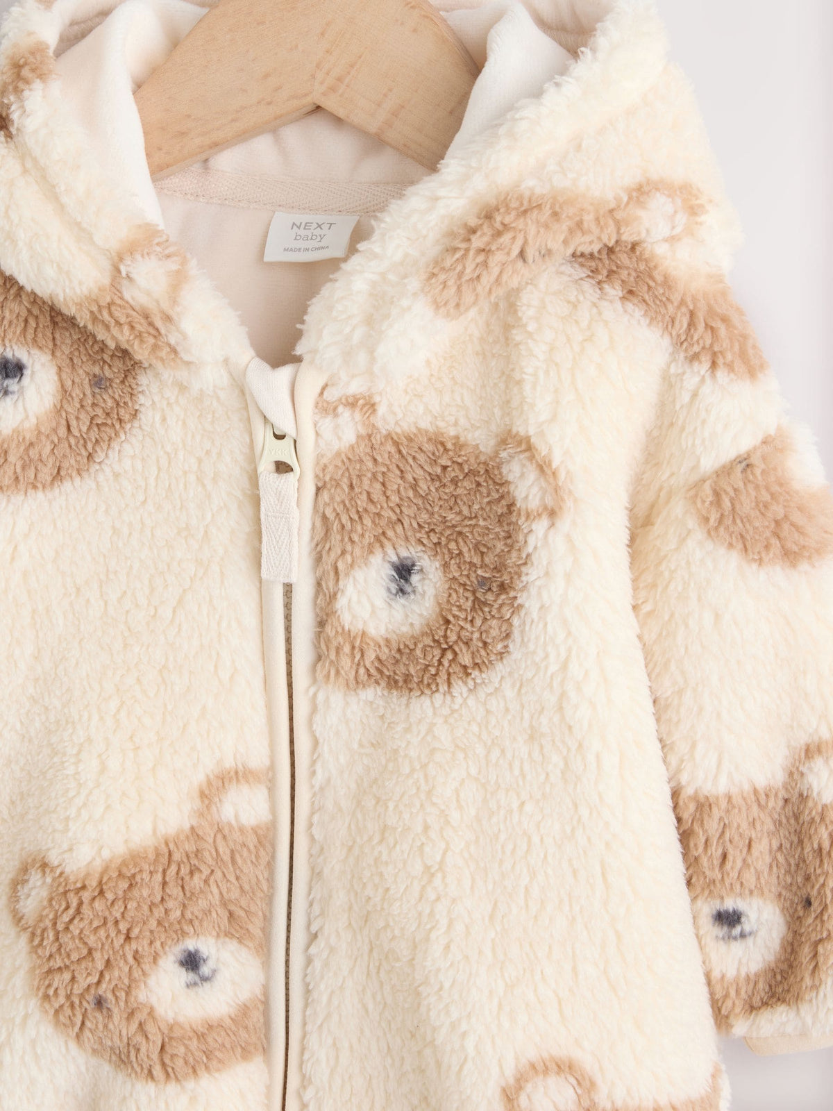 Natural Bear Face Fleece Baby Zip Jacket (0mths-2yrs)