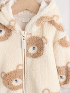 Natural Bear Face Fleece Baby Zip Jacket (0mths-2yrs)
