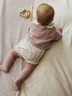 Pink Bubble Romper Long Sleeve Bodysuit Cardigan and Tights 4 Piece Set (0mths-2yrs)